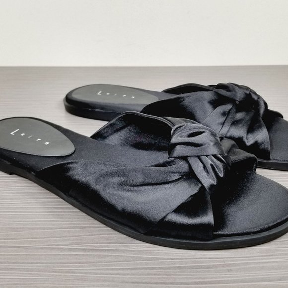 Leith Nevie Knotted Slide Sandal, Black Textile - Picture 2 of 11